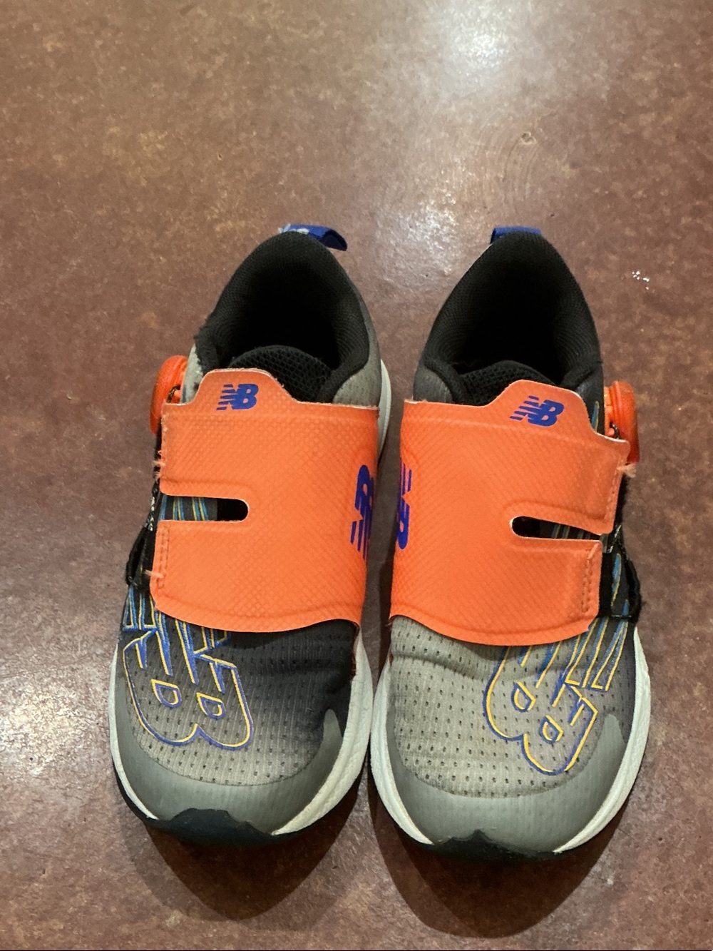 New Balance Kids Orange and Gray Velcro Athletic Sneakers